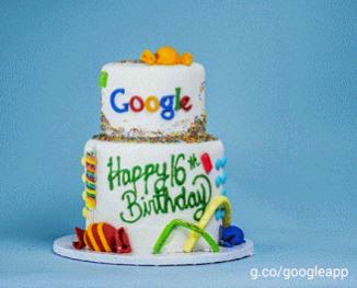 Bolo de aniversário do Google, 16 anos!