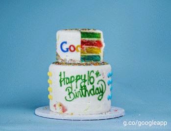 Bolo de aniversário do Google, 16 anos!