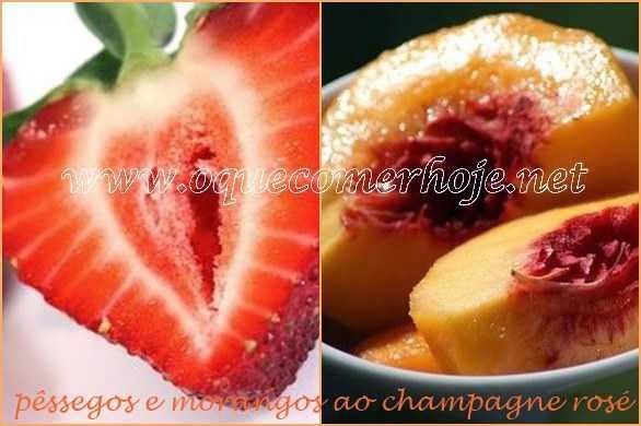 Sobremesas Rápidas: pêssegos e morango ao champagne rosé