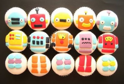 Cupcakes decorados com robôs